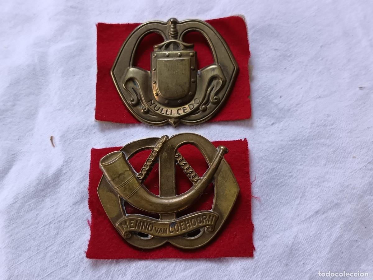Militaria: Dos insignias militares originales, de los Pa&iacute;ses Bajos, de bronce, a identificar