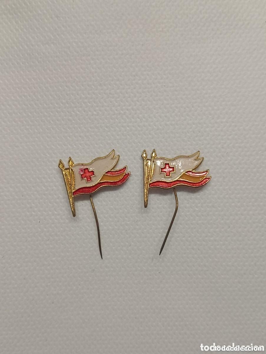 Military Antiques: ANTIGUAS INSIGNIAS DE AGUJA DE LA CRUZ ROJA. BANDERA DE ESPA&Ntilde;A Y DE LA CRUZ ROJA. ESMALTADO