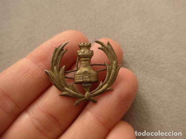 Militaria: Antigua insignia o emblema original de ingenieros, epoca Alfonso XIII, Republica y Guerra civil