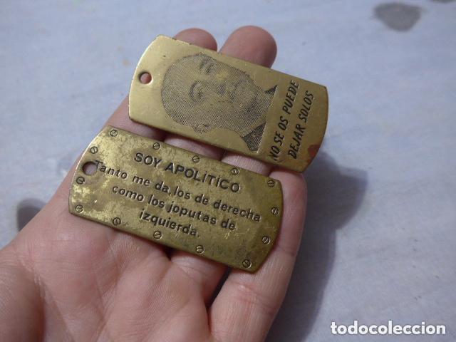 Militaria: Lote de 2 antiguas chapas de extrema derecha, epoca Transicion, franquistas. Franco.