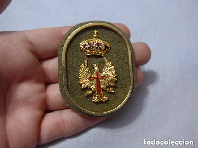 Militaria: Antigua galleta de gorra de epoca Juan Carlos I.