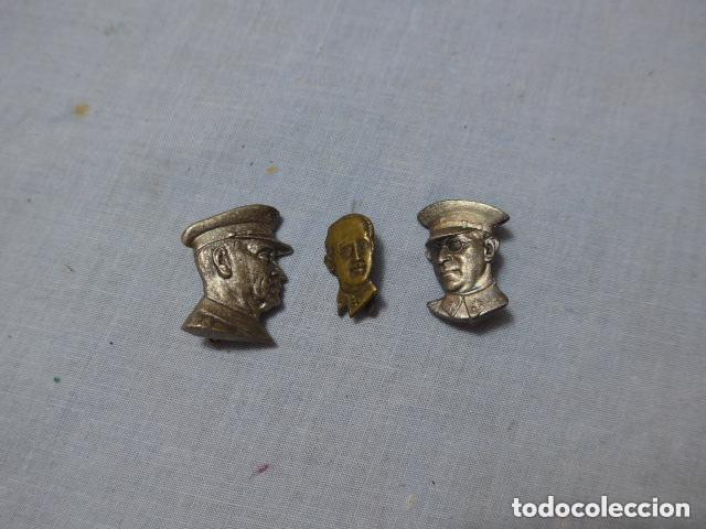 Militaria: Antiguos 3 emblemas del General franco, queipo de llano y mola, insignias guerra civil, original.
