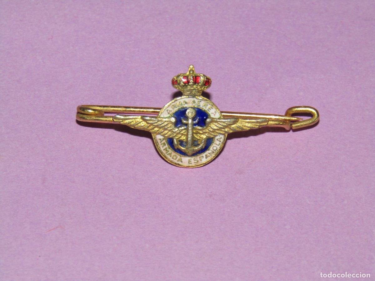 Militaria: Antiguo Alfiler de Corbata en Metal Dorado y Esmaltes del ARMA AEREA - ARMADA ESPA&Ntilde;OLA