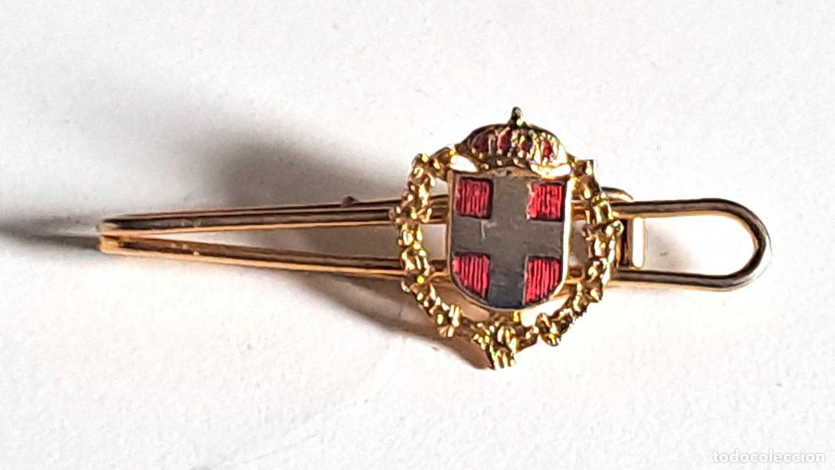 Militaria: ANTIGUO PASADOR CORBATAS - PISACORBATAS MILITAR ESCUDO REGIIENTO SABOYA N&ordm; 6