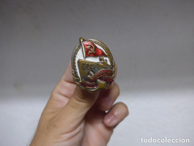 Militaria: Antigua insignia emblema ruso de Trabajador de la Flota mercante, original, marina, URSS comunista