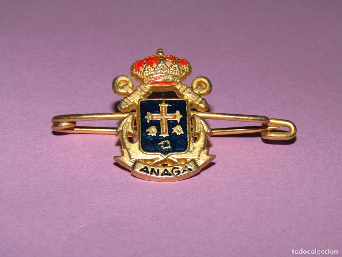 Militaria: Antiguo Alfiler de Corbata en Lat&oacute;n y Esmaltes de la Armada Espa&ntilde;ola del Patrullero ANAGA