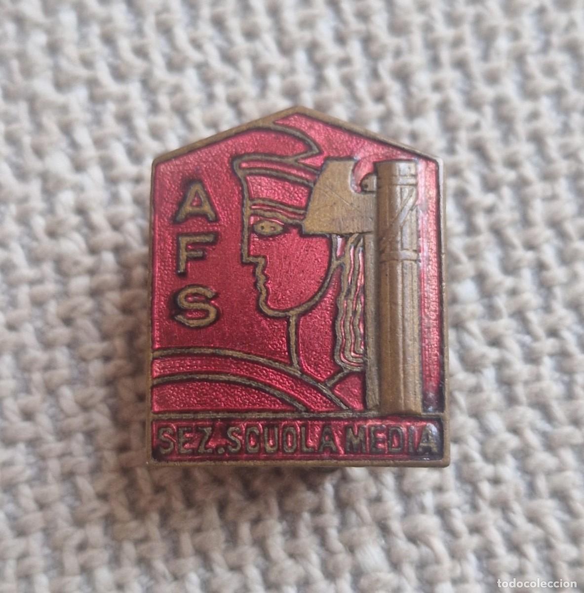 Militaria: Insignia Alfiler Medalla AFS Escuela Balilla Fascista Guerra Italia Fascismo Mussolini Littorio