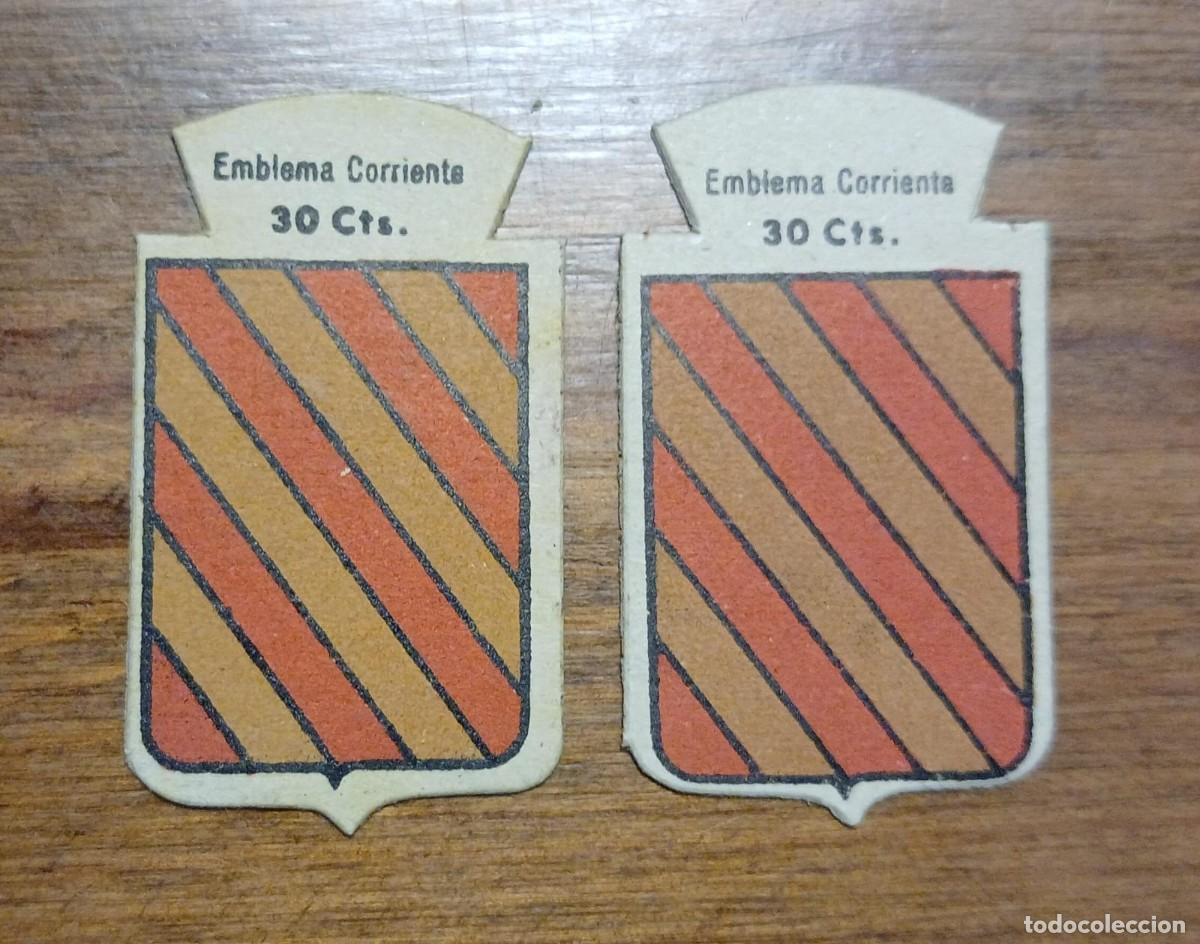 Militaria: 2 Emblemas auxilio social .Serie B, N&ordm; 138, LI&Ntilde;AN, con y sin relieve.
