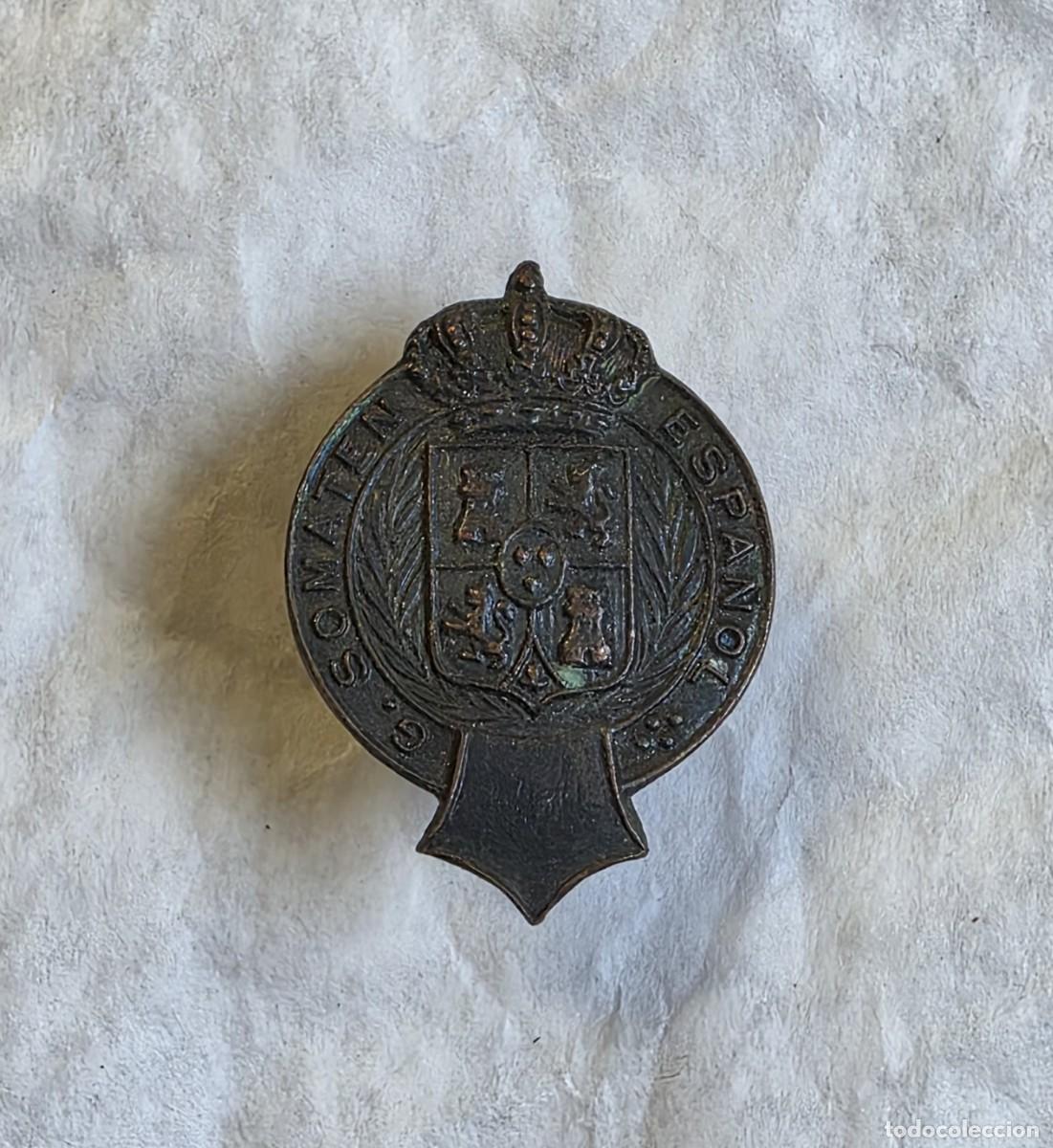 Militaria: Distintivo de ojal, G. Somaten espa&ntilde;ol, bronce