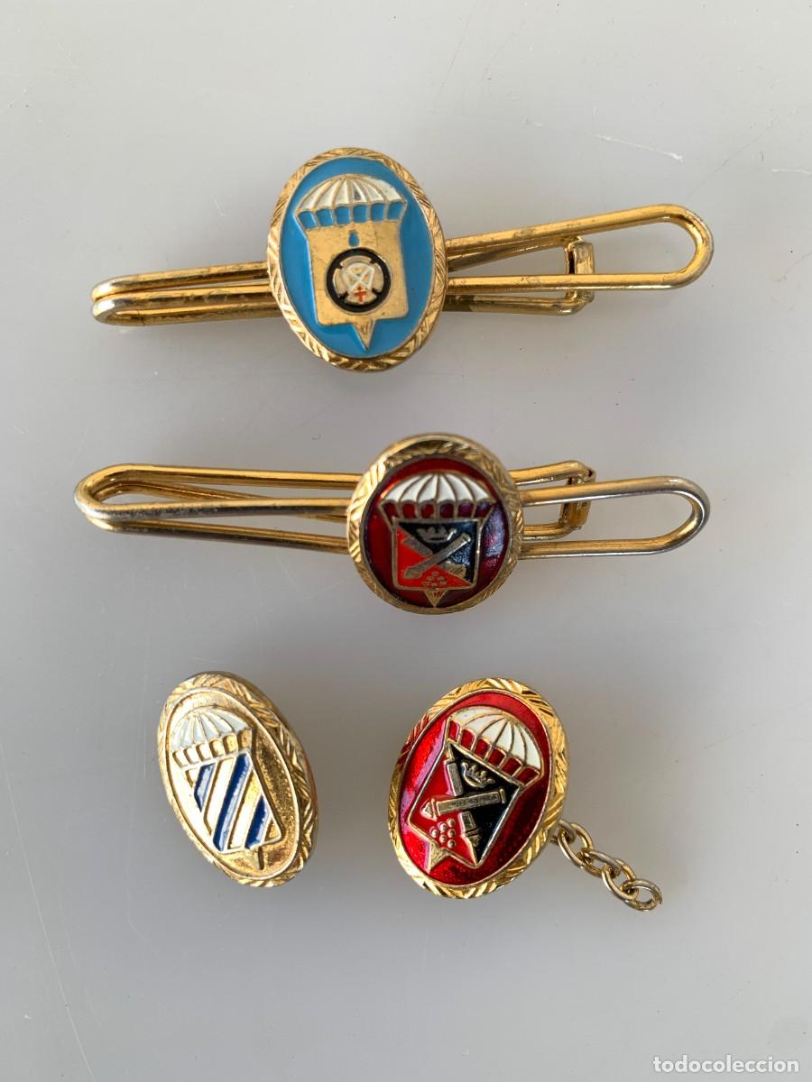 Militaria: Lote Pasador Corbata Gemelos Paracaidistas BRIPAC Ej&eacute;rcito VTG 70s