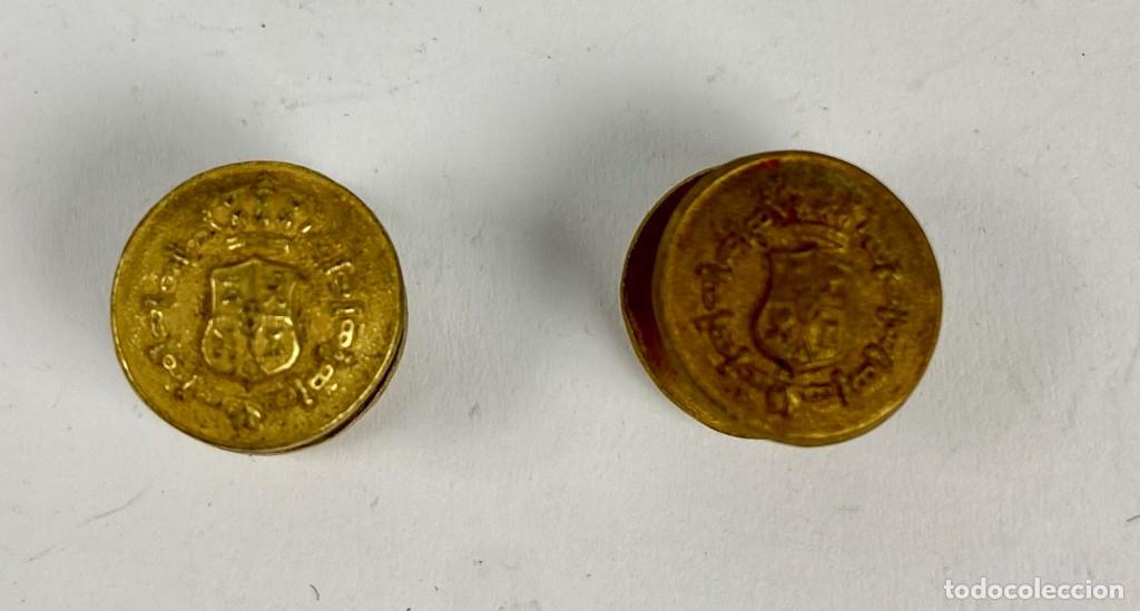 Militaria: Par de gemelos antiguos con ESCUDO REAL ESPA&Ntilde;A CASTELLS