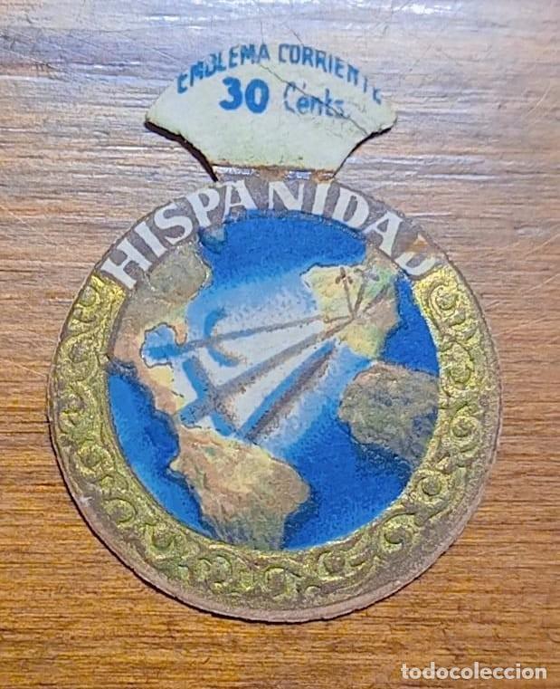 Militaria: Emblema auxilio social, corriente 30 cents, serie E, N&ordm; 4, HISPANIDAD.