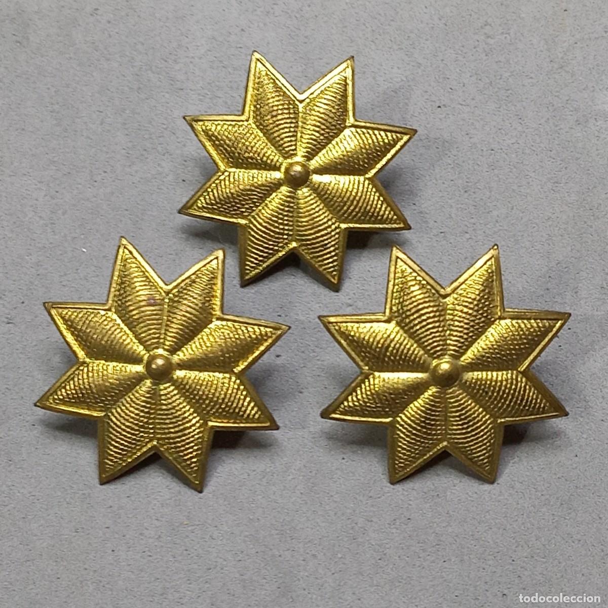 Militaria: Lote de tres estrellas de 8 puntas de Coronel. Ej&eacute;rcito de tierra de Espa&ntilde;a.