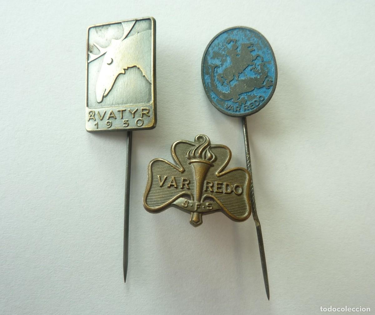 Militaria: Suecia: Lote de 3 insignias suecas Scouts. Emblemas antiguos