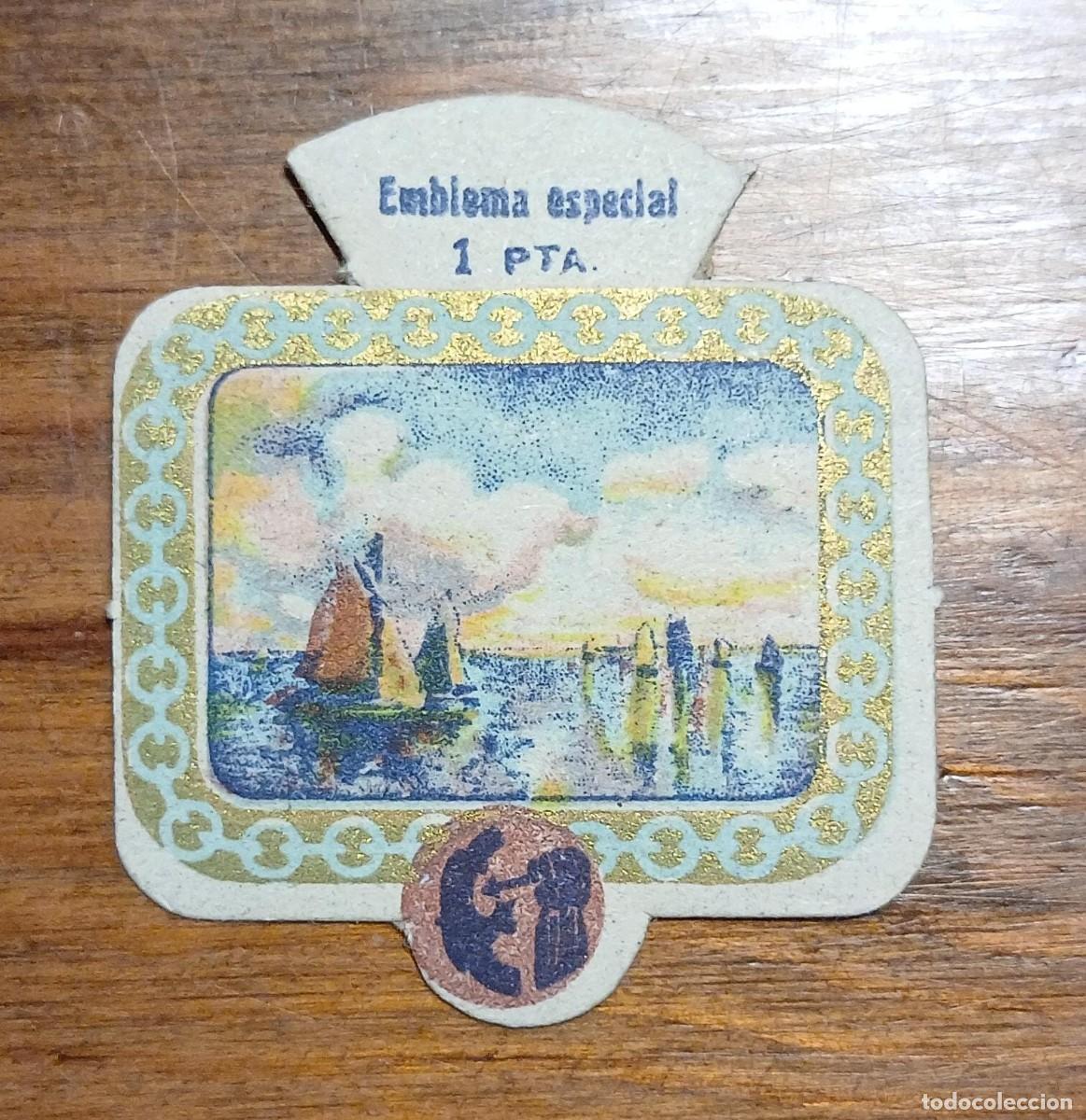 Militaria: Emblema auxilio social, especial 1 pts, serie M, N&ordm; 4, GALICIA.
