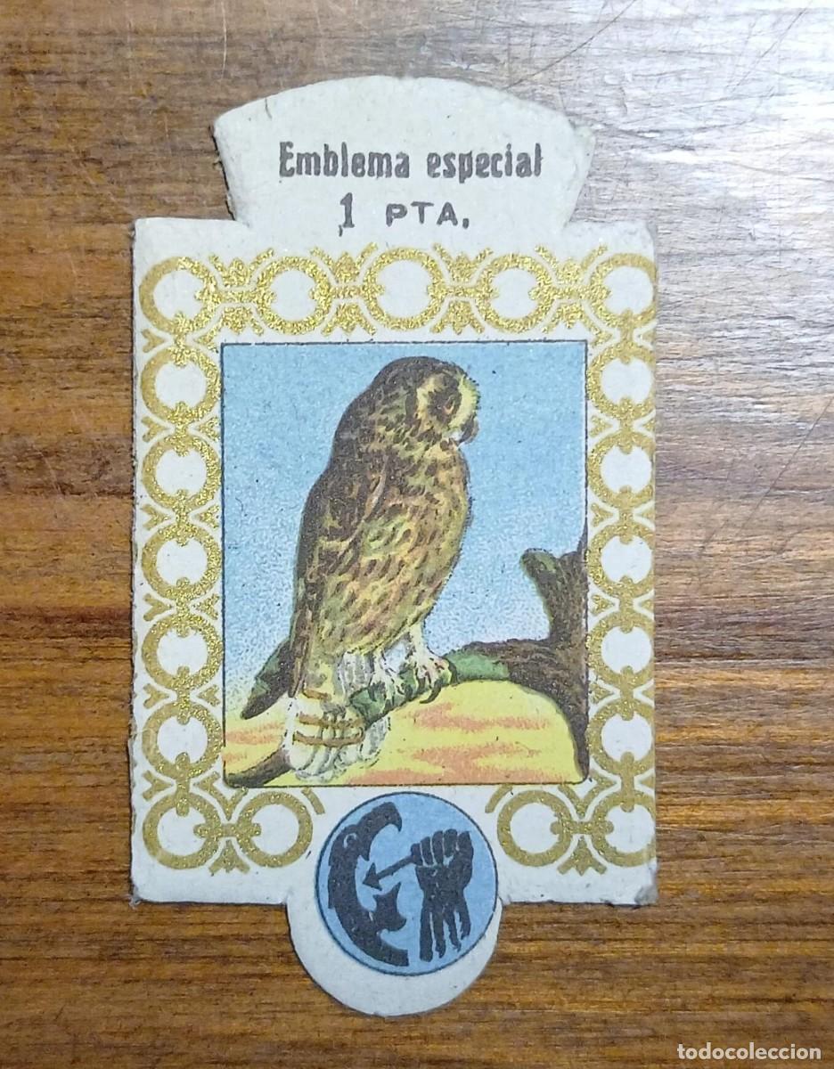 Militaria: Emblema auxilio social, especial 1 pts, serie P, N&ordm; 7, BUHO.