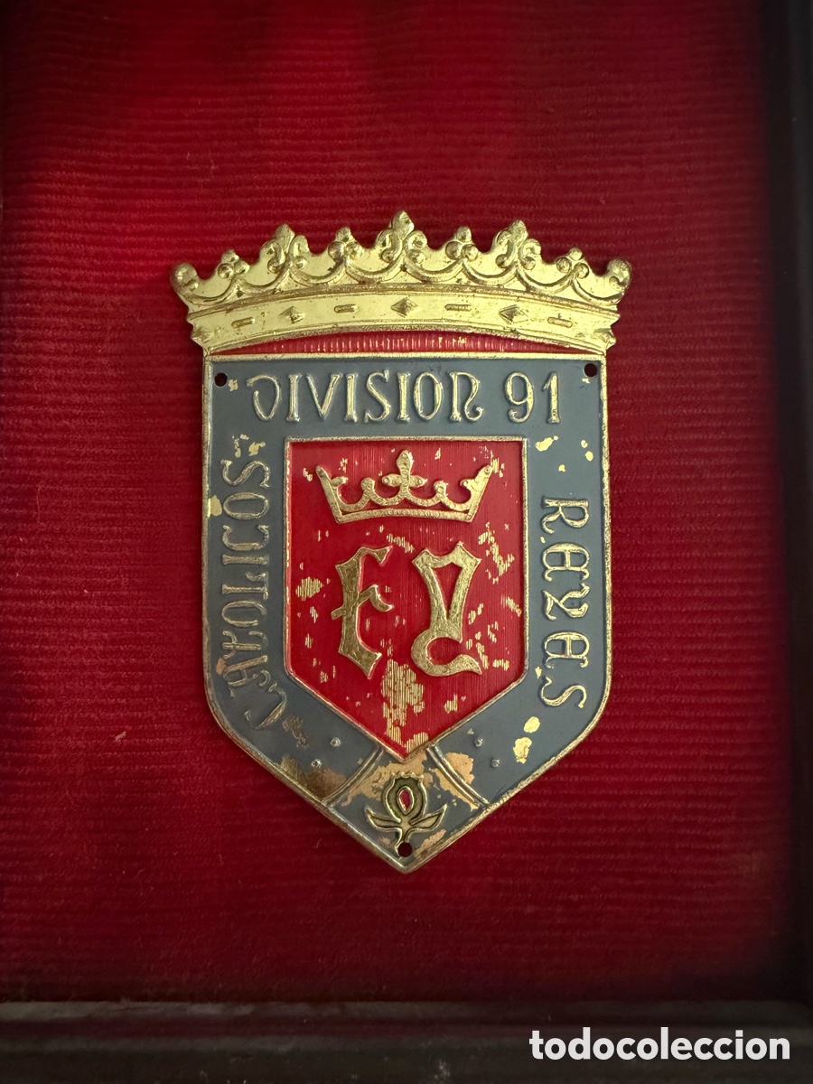 Militaria: PLACA EMBLEMA BRAZO DIVISION 91 REYES CAT&Oacute;LICOS GRANADA FRANCO