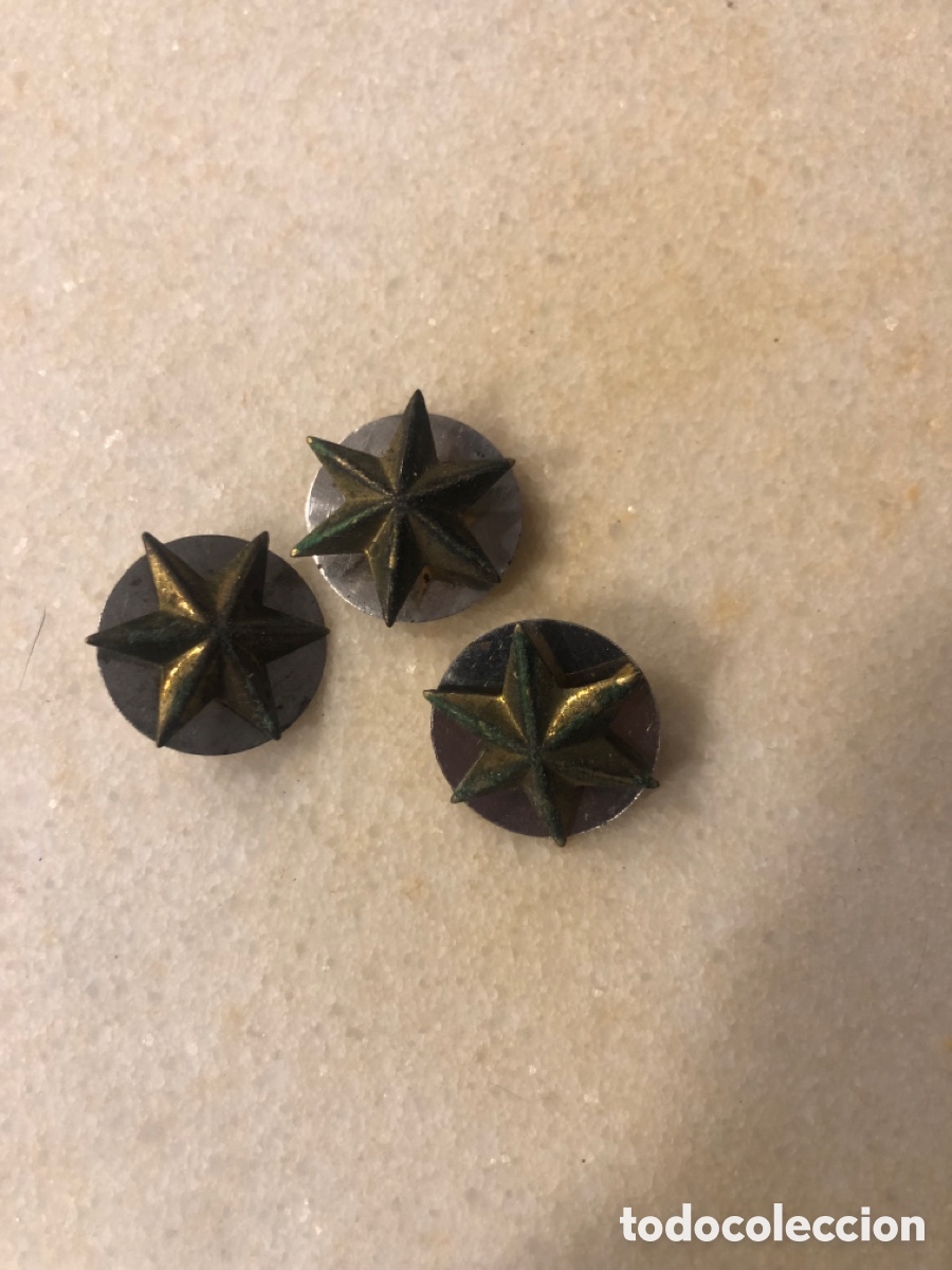 Militaria: 3 ESTRELLAS MET&Aacute;LICAS DE 6 PUNTAS. TENIENTE O CAPIT&Aacute;N. 1,7 CMS ENTRE PUNTAS