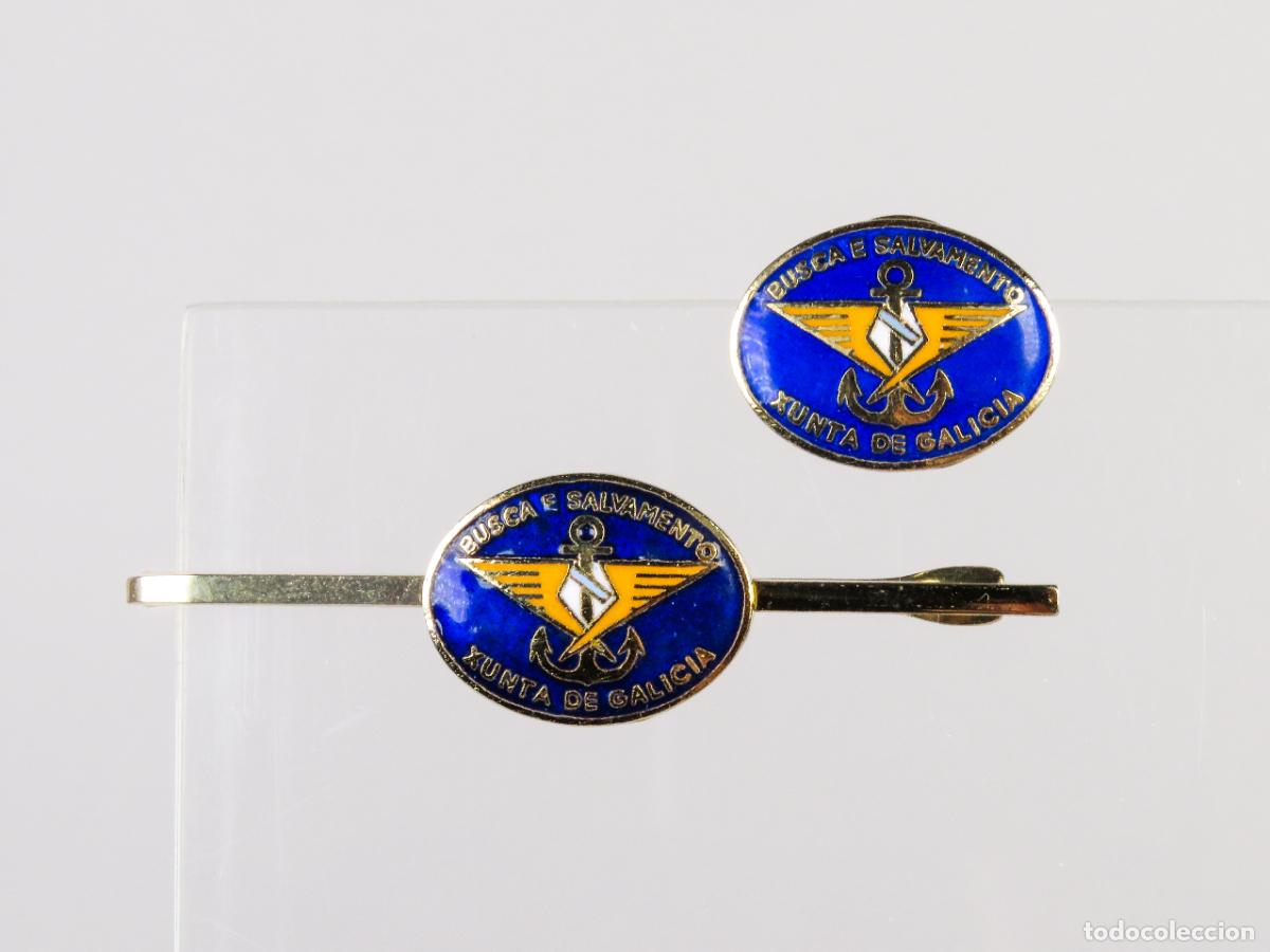 Militaria: Pisacorbatas pinza y pin Busca Salvamento Xunta Galicia segunda mitad S XX