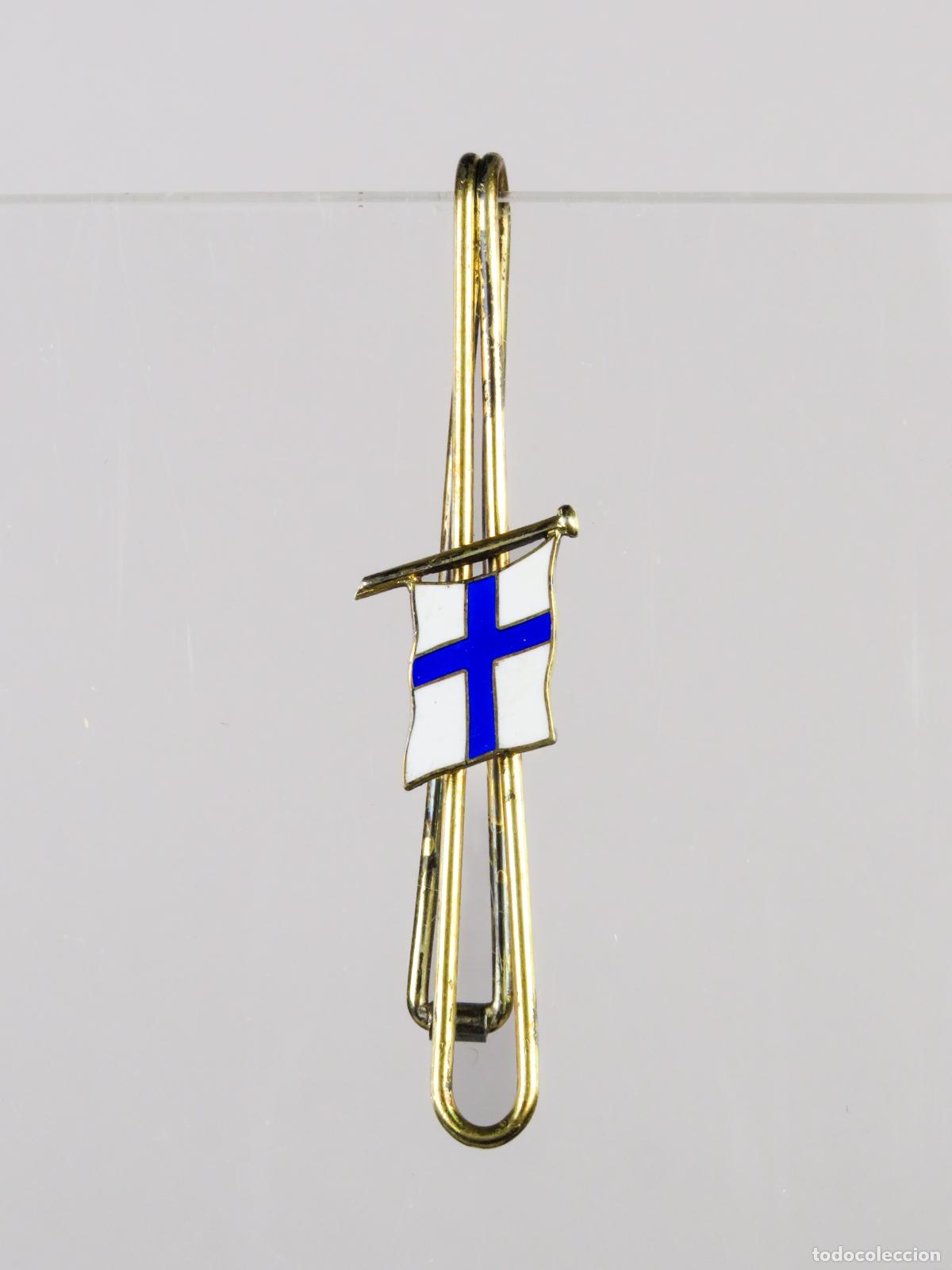Militaria: Pisacorbatas Bandera Finlandia segunda mitad S XX