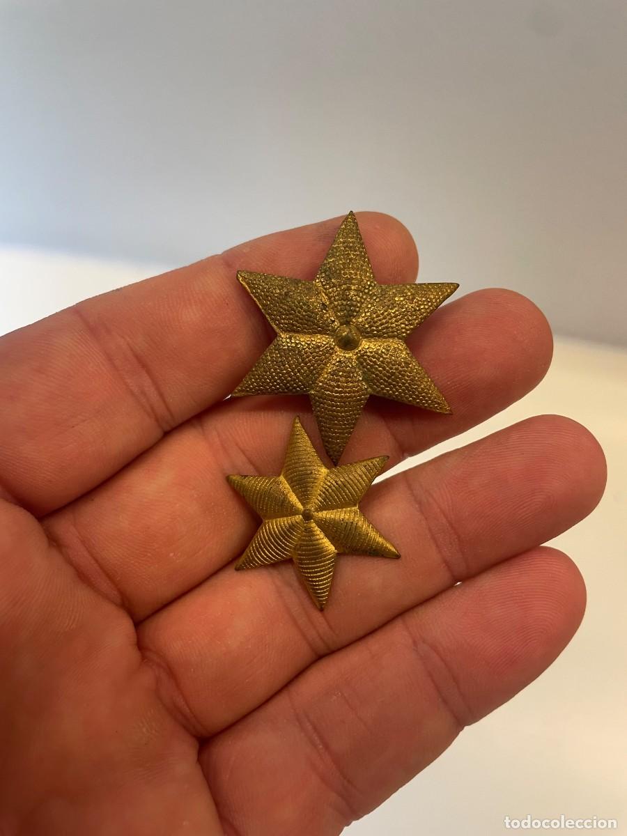 Militaria: 2 Estrellas 6 Puntas Ej&eacute;rcito Alfonso XIII (3,5 / 2,5cm)