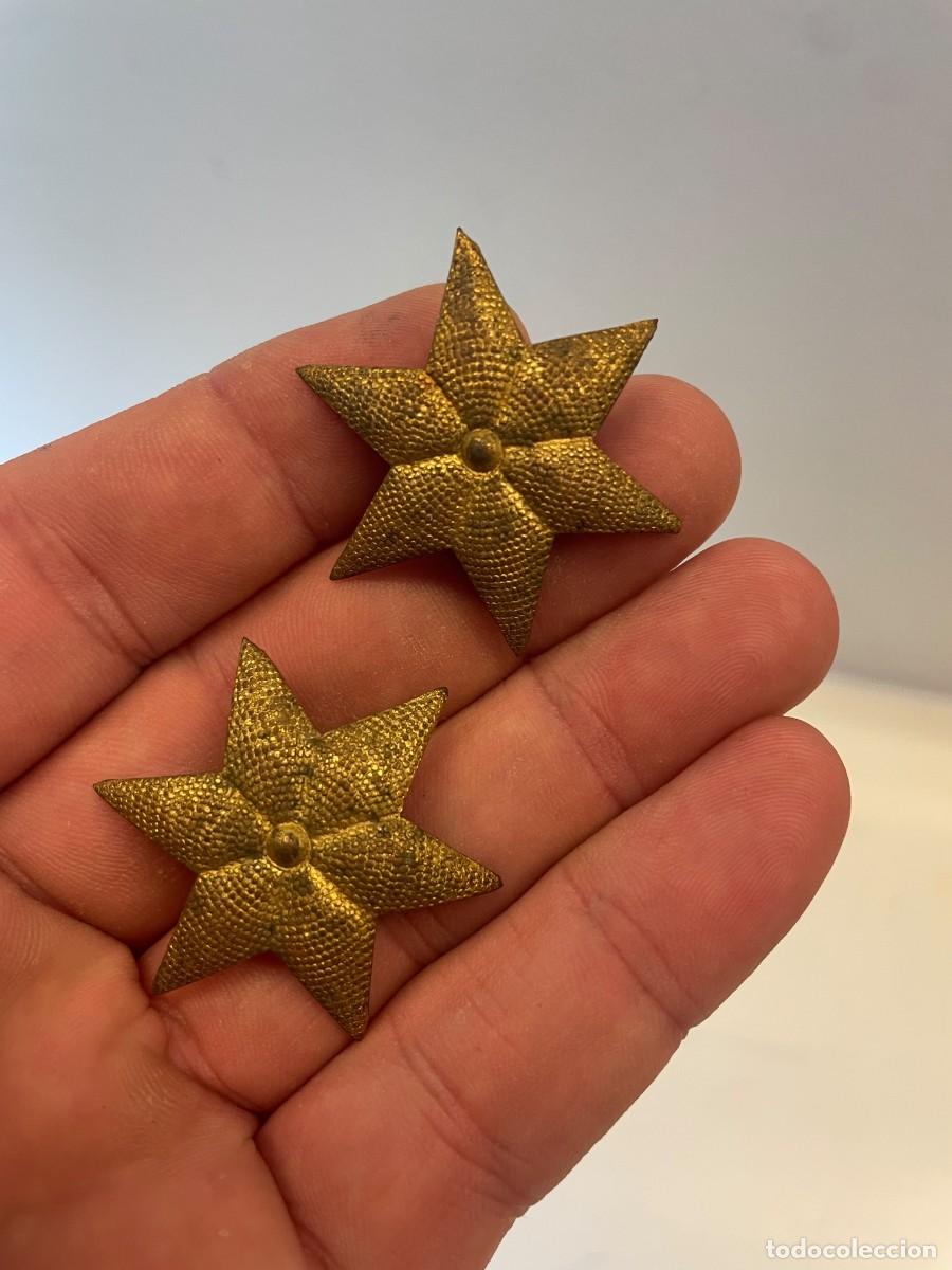 Militaria: 2 Estrellas 6 Puntas Ej&eacute;rcito Alfonso XIII (3,5 / 3,5cm)