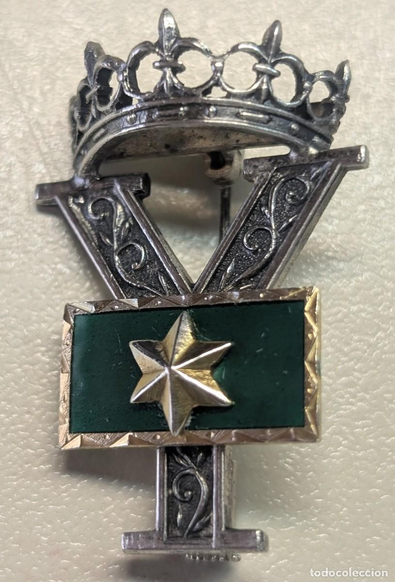 Militaria: INSIGNIA GALON ALFEREZ PROVISIONAL VERDE EN PLATA DE LEY - BELLISIMA - MUY BUEN ESTADO