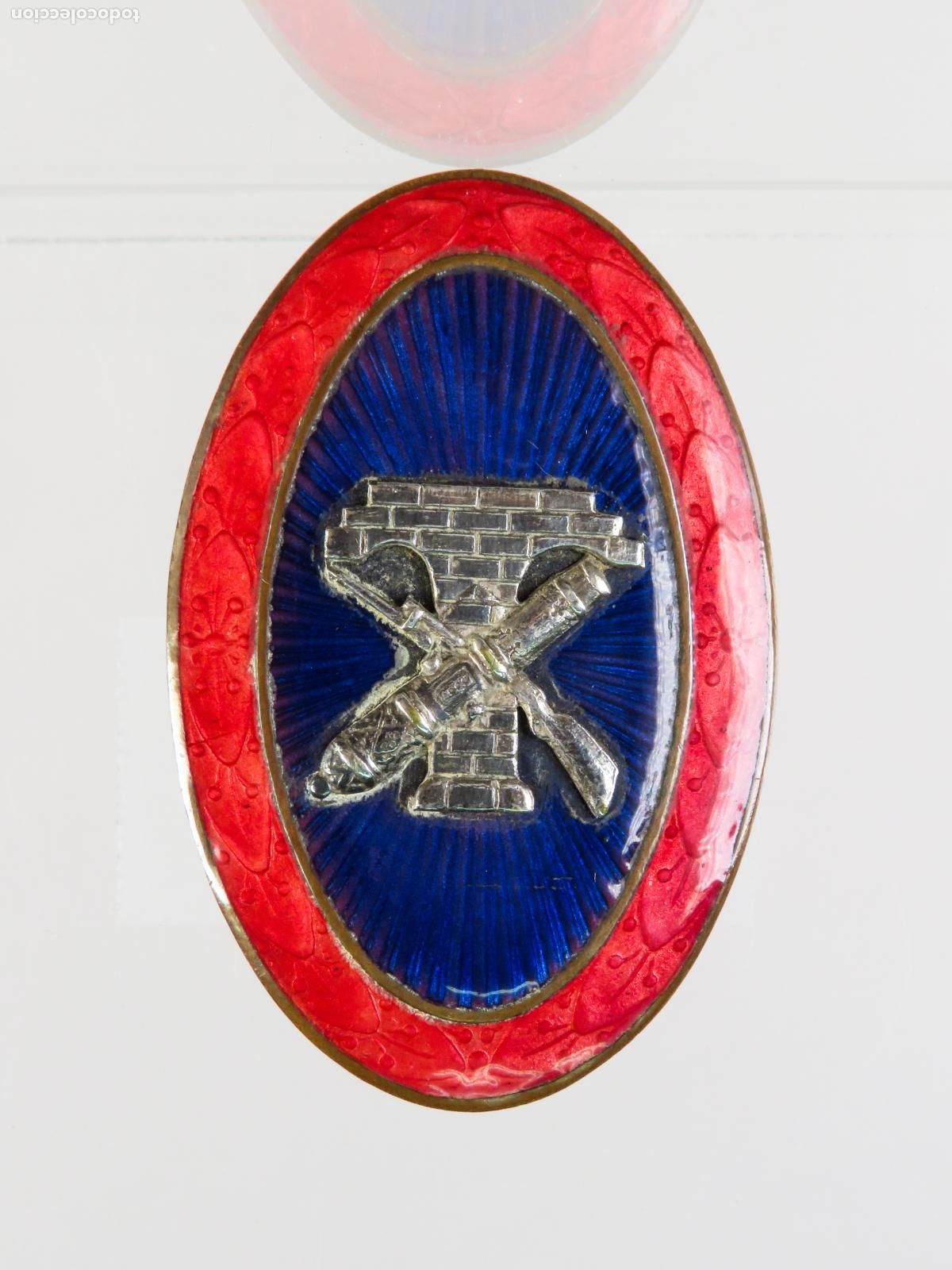 Militaria: Distintivo alfiler Ingenieros Polit&eacute;cnico Ej&eacute;rcito metal esmalte &eacute;poca Franco