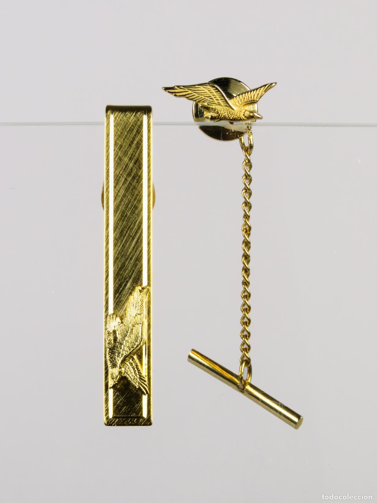 Militaria: Pinza pisacorbatas aviaci&oacute;n &aacute;guila Pratt & Whitney metal dorado segunda mitad S XX