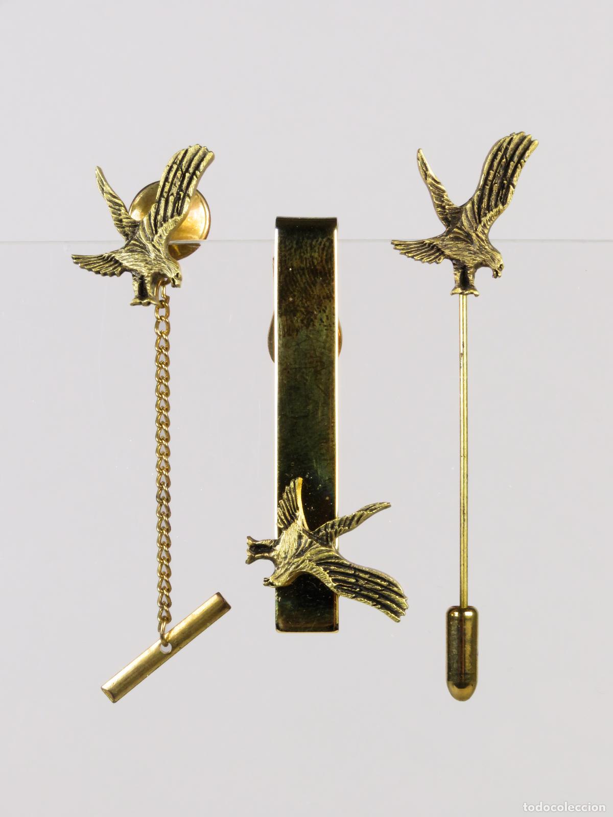 Militaria: Pinza pisacorbatas pin y alfiler aviaci&oacute;n &aacute;guila Pratt & Whitney metal dorado segunda mitad S XX