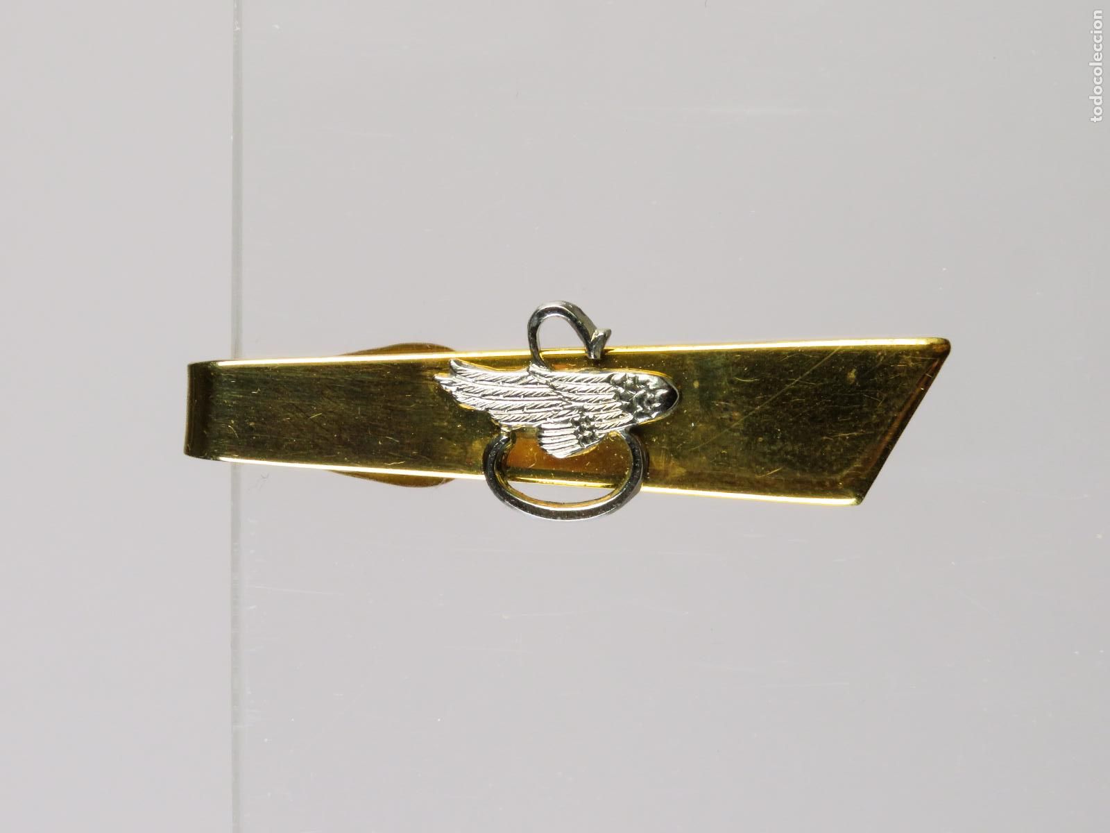 Militaria: Pisacorbatas avi&oacute;n aviaci&oacute;n alas aguila metal plateado segunda mitad S XX