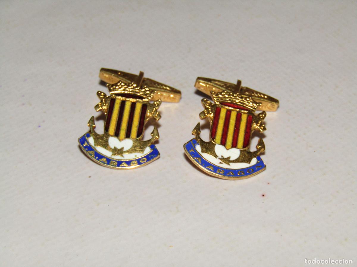 Militaria: Antiguos Gemelos en Lat&oacute;n y Esmaltes del Buque Transporte de Ataque T.A. ARAGON