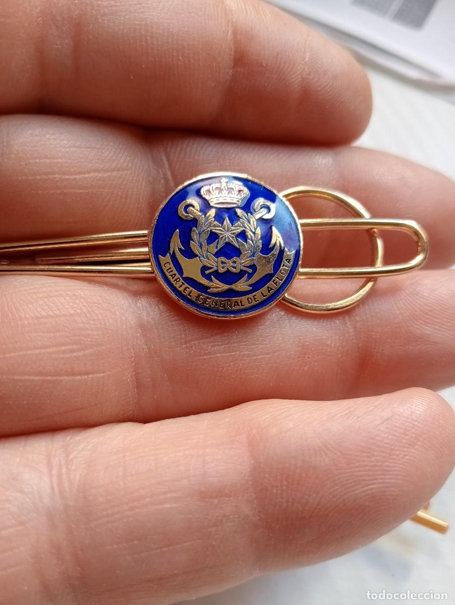 Militaria: PISACORBATAS CUARTEL GENERAL DE LA FLOTA ESPA&Ntilde;OLA MARINA ALFILER CORBATA INSIGNIA ESMALTADA