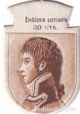 Militaria: Auxilio Social. Emblema Especial. Cosme Dami&aacute;n Churruca. 30 cts . Serie N. N&ordm;1