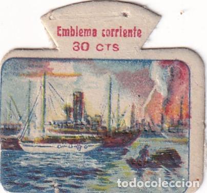 Militaria: Emblema auxilio social, CORRIENTE 30 CTS, serie M, N&ordm; 7, BILBAO.