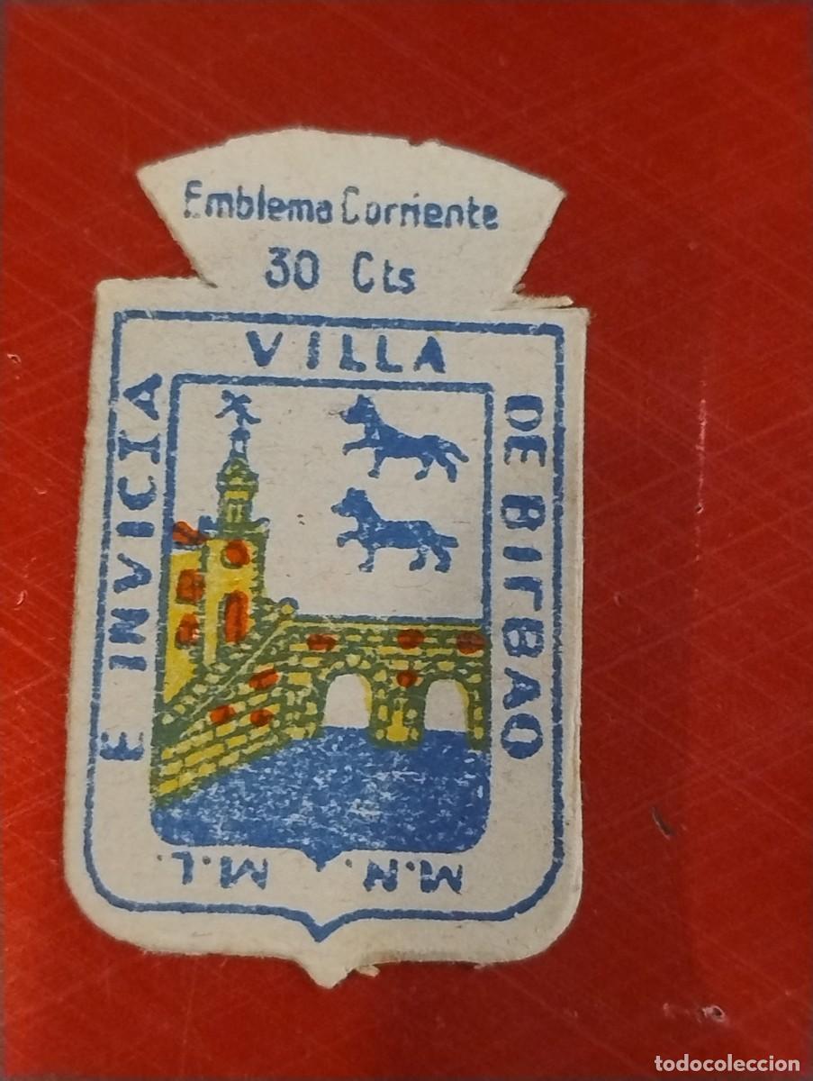 Militaria: AUXILIO SOCIAL. EMBLEMA CORRIENTE. 30 CTS. SERIE X, N&ordm; 3. ESCUDO DE BILBAO