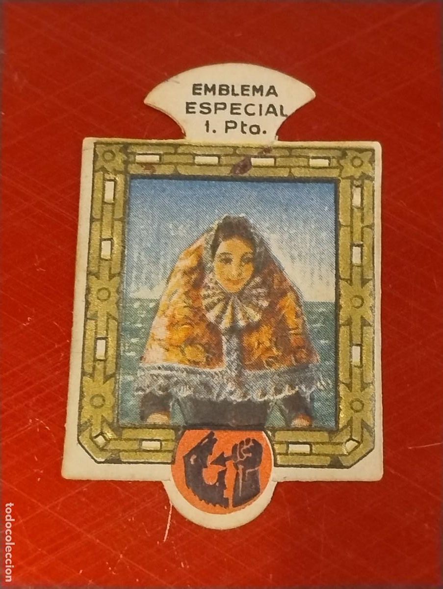 Militaria: EMBLEMA AUXILIO SOCIAL- ESPECIAL 1 PTA- SERIE H- N&ordm; 10- MALLORQUINA EN TRAJE DE GALA
