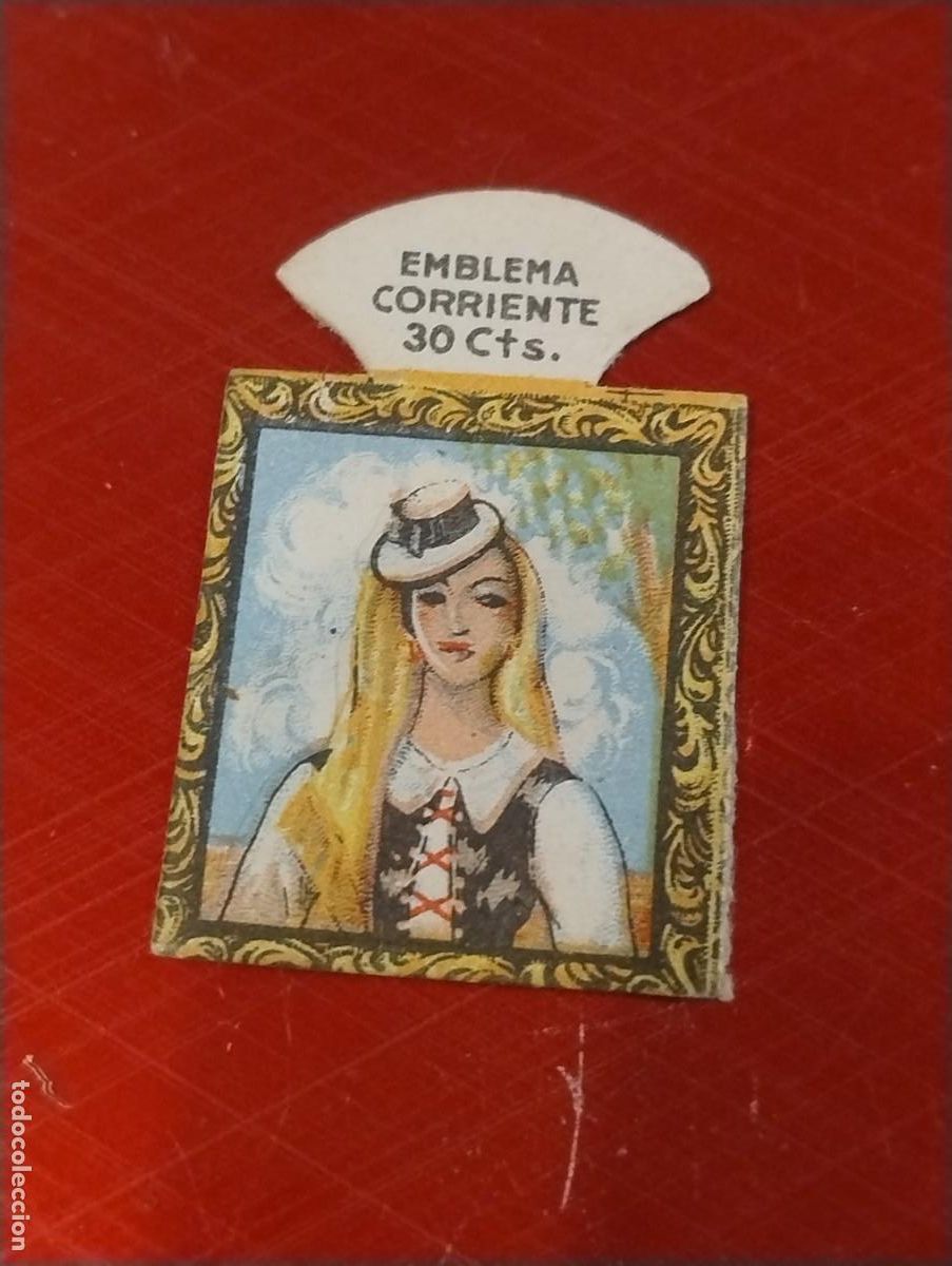 Militaria: Emblema auxilio social, CORRIENTE 30 CTS, serie H, N&ordm; 4, TINERFE&Ntilde;A.