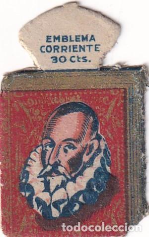 Militaria: Auxilio Social Emblema Corriente 30 cents Serie G N&ordm; 20 Miguel de Cervantes Saavedra