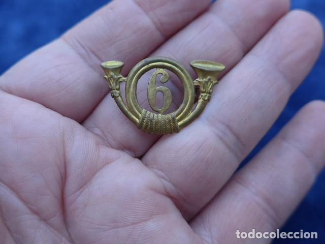 Militaria: ANTIGUO EMBLEMA DE CUELLO CAZADORES 6 EPOCA ALFONSO XII - XIII - GUERRA DE CUBA - FILIPINAS
