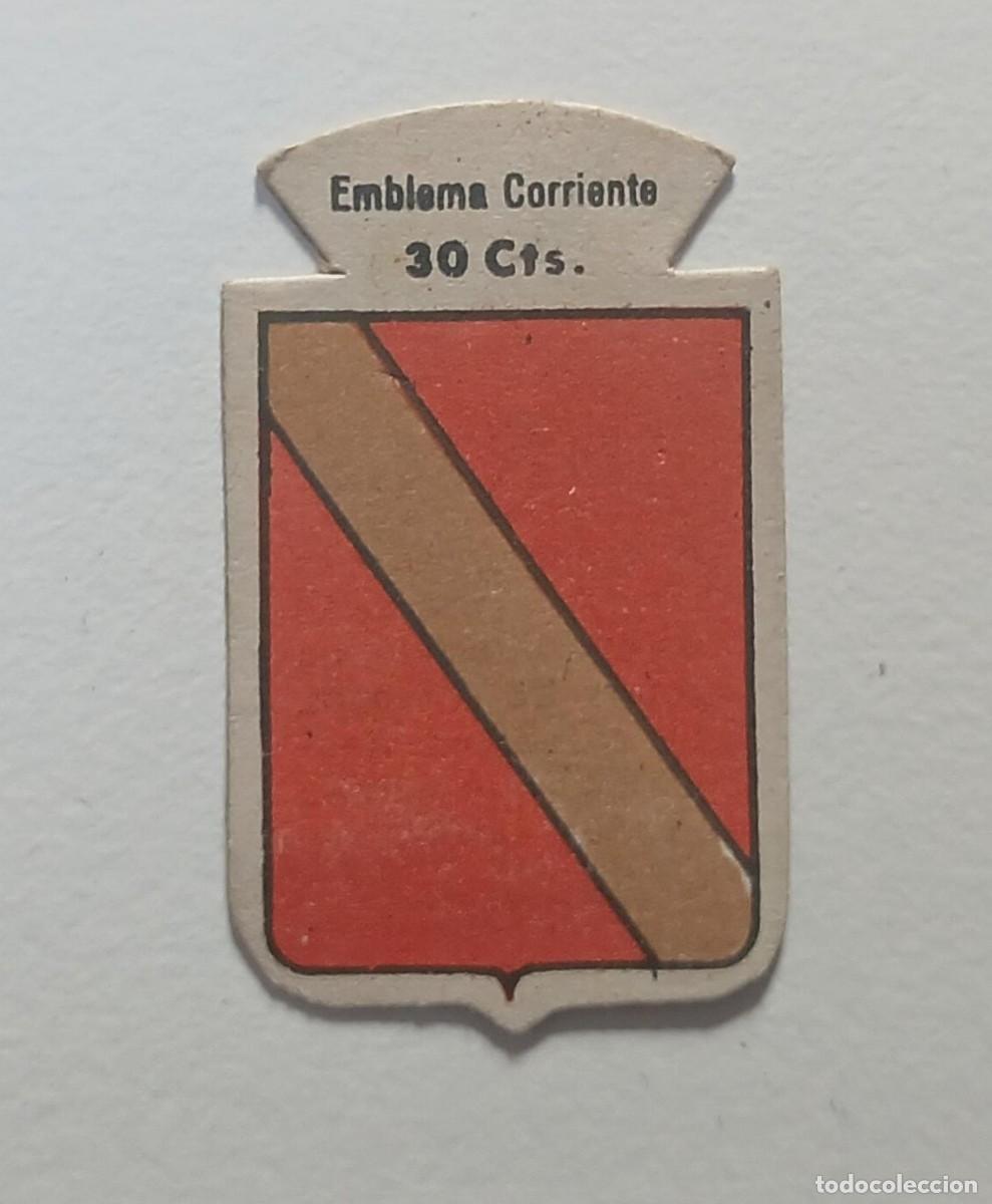 Militaria: Emblema auxilio social, CORRIENTE 30 CTS, serie B, N&ordm; 220, ZU&Ntilde;IGA.