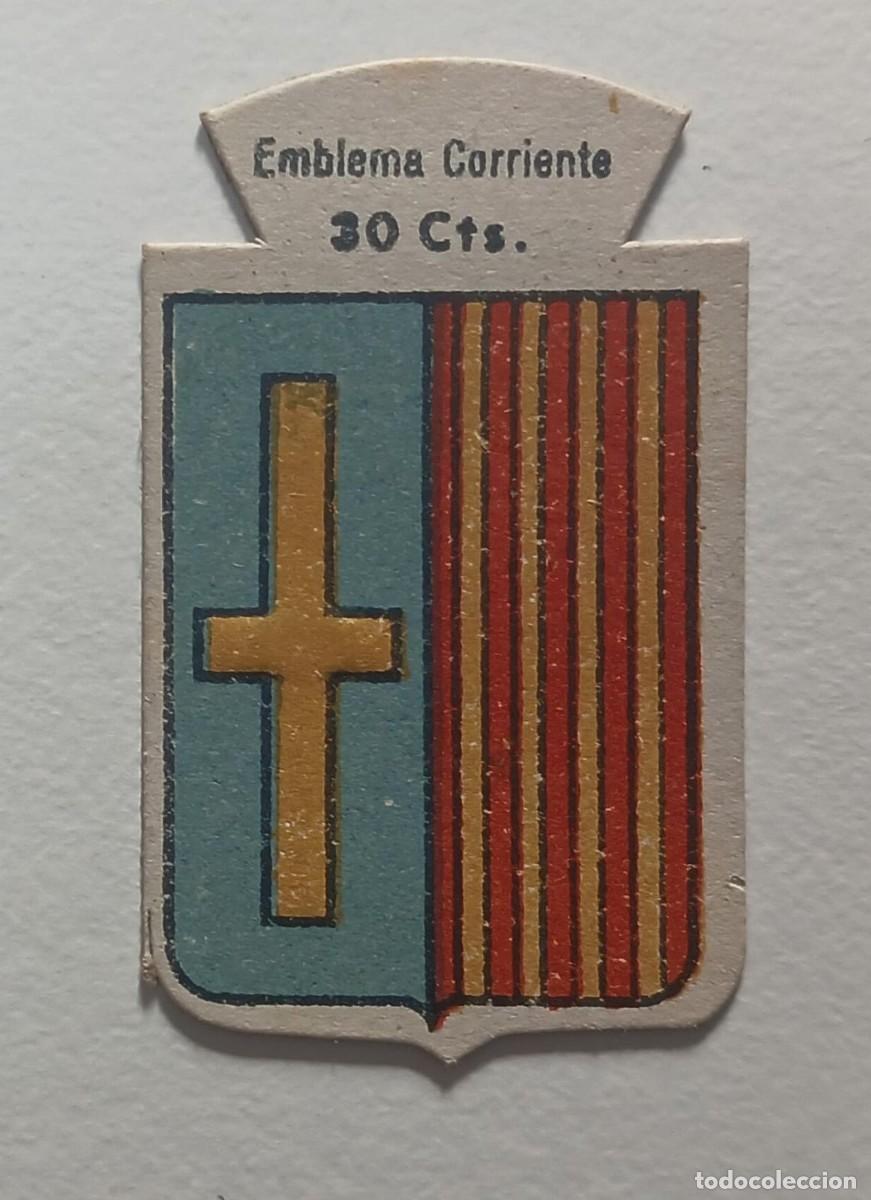 Militaria: Emblema auxilio social, CORRIENTE 30 CTS, serie B, N&ordm; 154, YURRAMENDI.