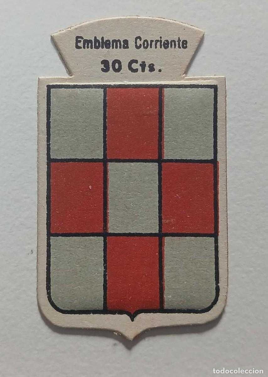 Militaria: Emblema auxilio social, CORRIENTE 30 CTS, serie B, N&ordm; 159, VILLAFA&Ntilde;A.