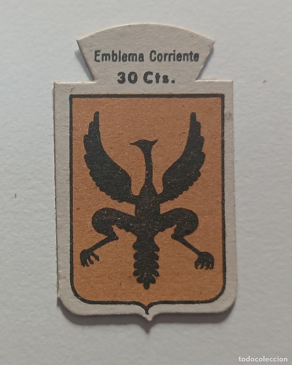 Militaria: Emblema auxilio social, CORRIENTE 30 CTS, serie B, N&ordm; 257, VIANA.