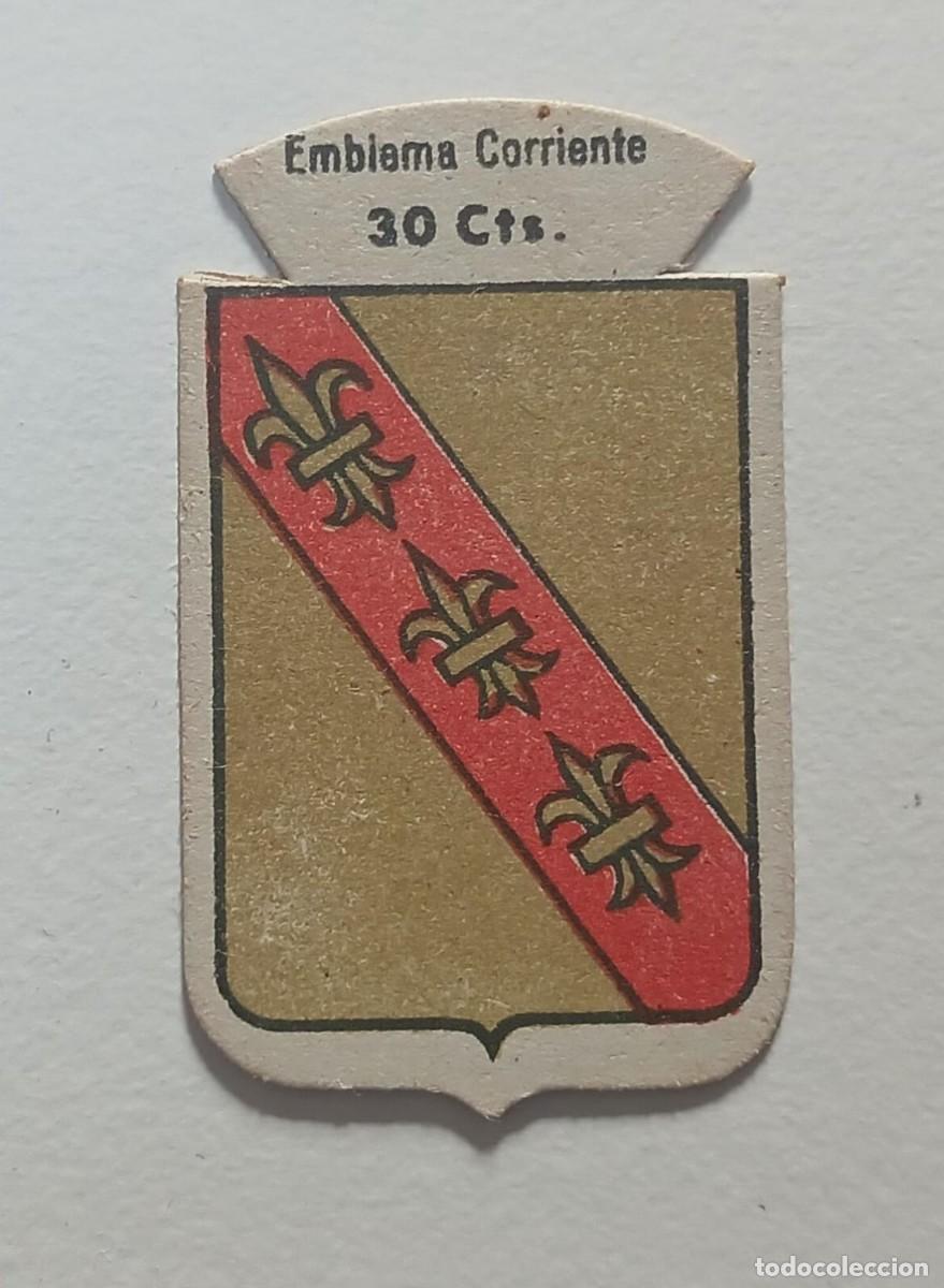 Militaria: Emblema auxilio social, CORRIENTE 30 CTS, serie B, N&ordm; 208, VALERIOLA.