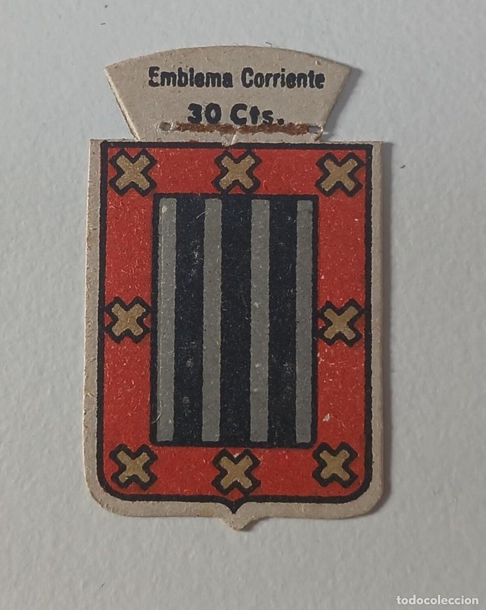 Militaria: Emblema auxilio social, CORRIENTE 30 CTS, serie B, N&ordm; 118, AGREDA.