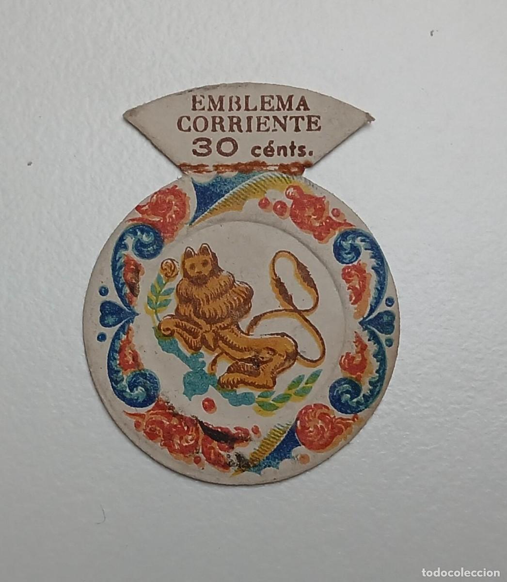 Militaria: Emblema auxilio social, CORRIENTE 30 CTS, serie J, N&ordm; 2, PLATO ALCORA.