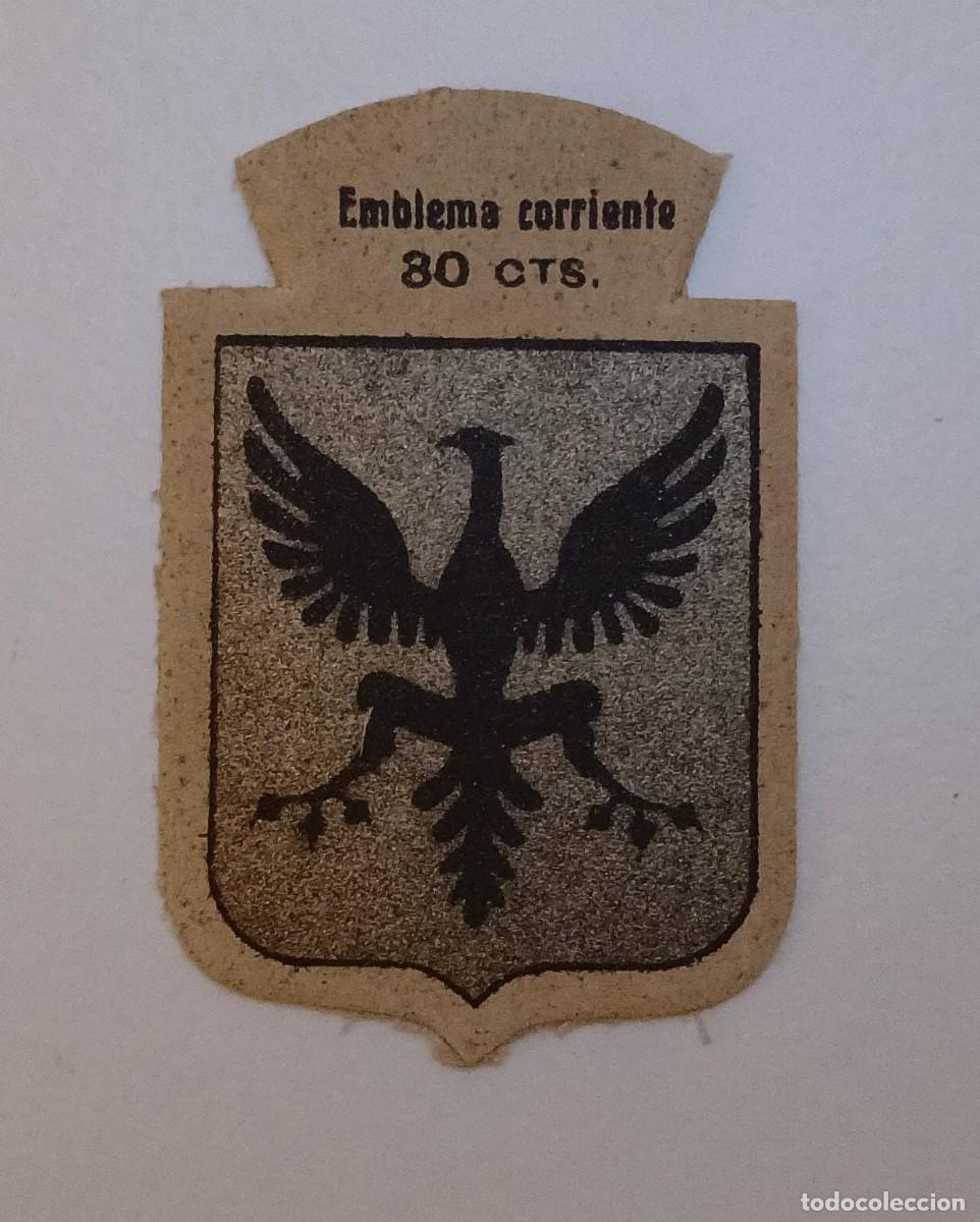 Militaria: Emblema auxilio social, CORRIENTE 30 CTS, serie C, N&ordm; 18, AGUILAR.