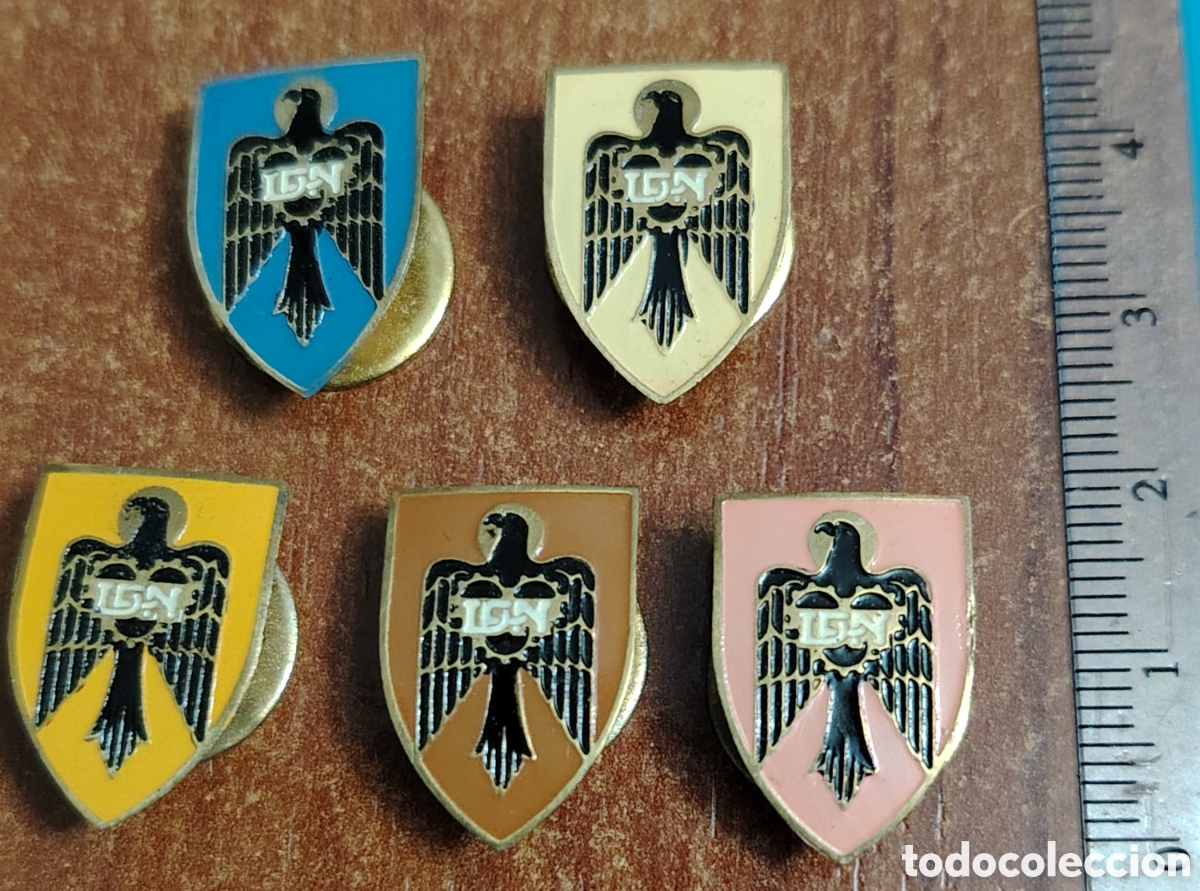 Militaria: Lote de 5 insignias Defensa Pasiva Nacional) (DPN) &Eacute;poca Franco /Posguerra Excelente estado