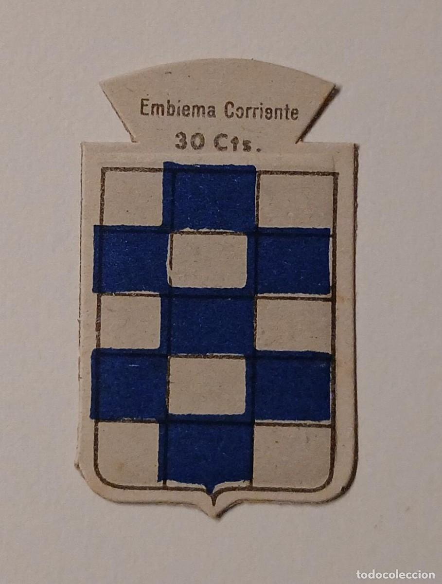 Militaria: Emblema auxilio social, CORRIENTE 30 CTS, serie B, N&ordm; 218, ALBA DE TORMES.